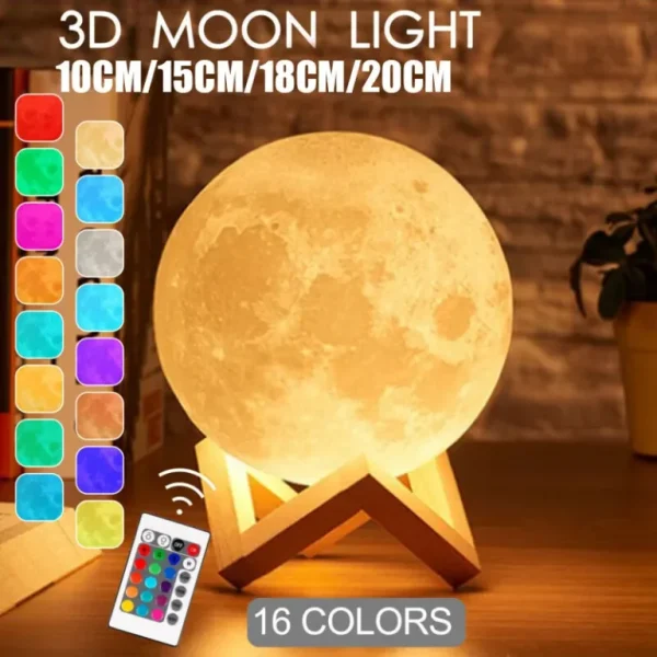 Rechargeable 3D Moon Lamp